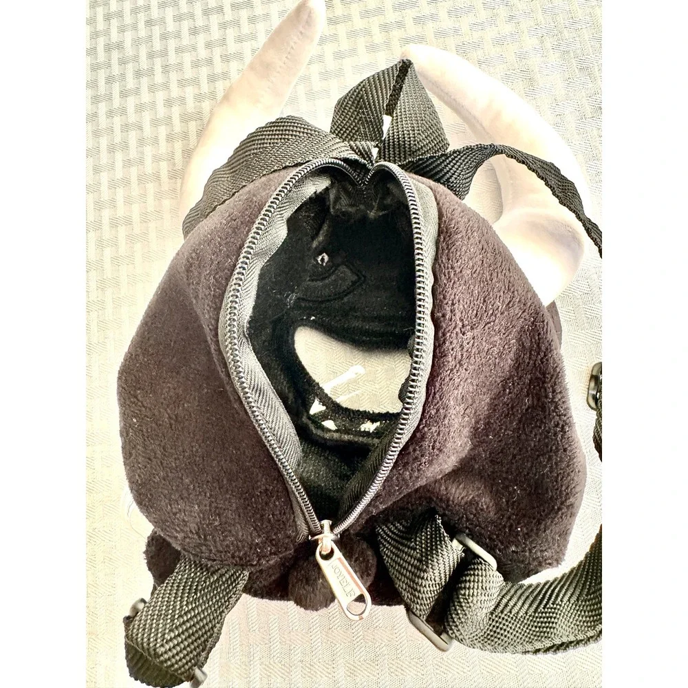 Jordi Nogues‎ Badtoro Black Plush Bull Mini Backpack Y2K Goth Emo Barcelona